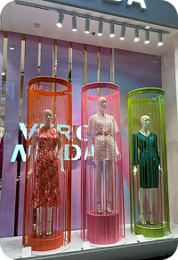 Colorful fashion window installation